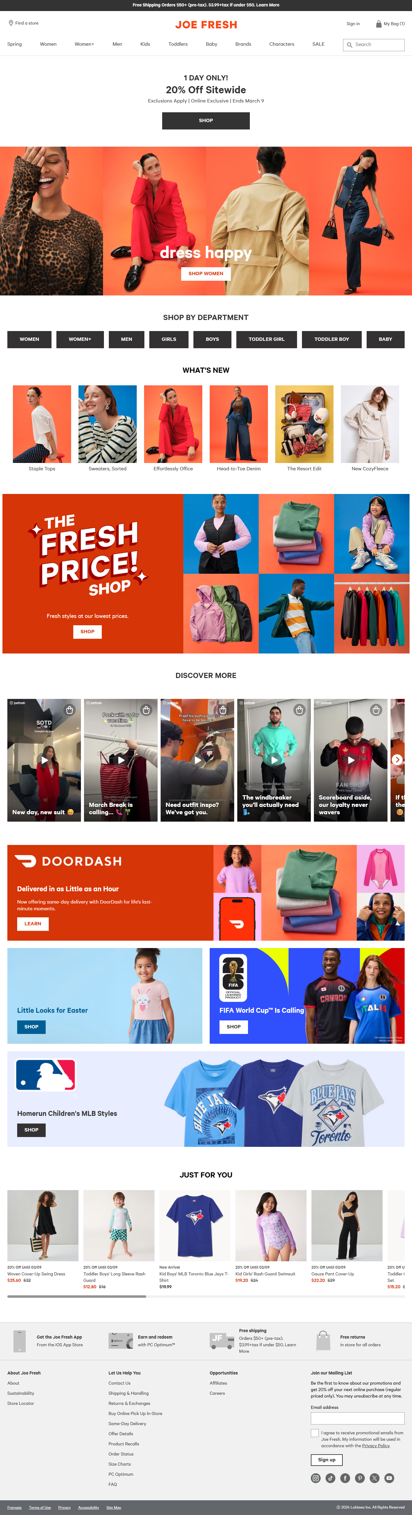 Screenshot of Joe Fresh